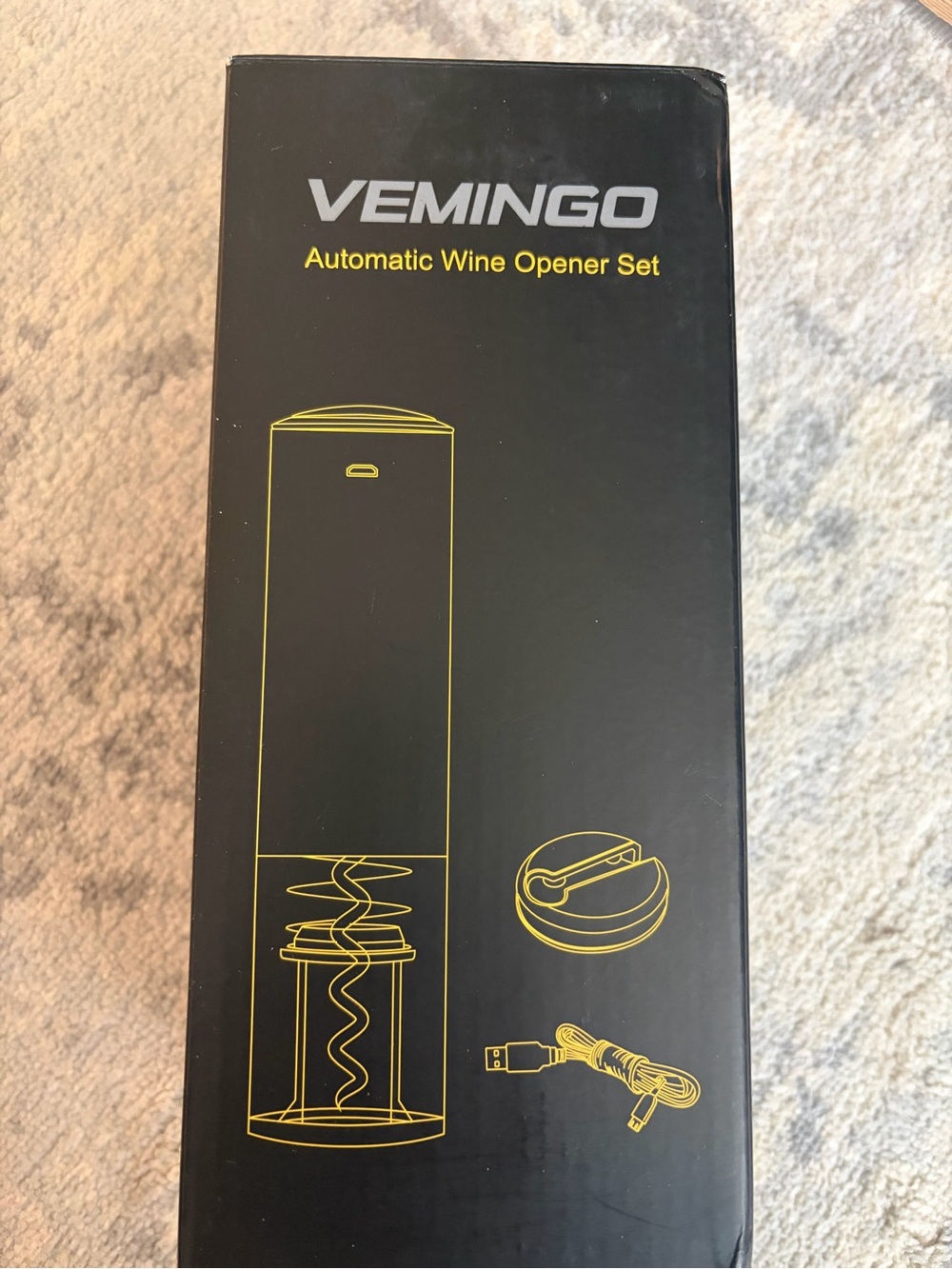 NIB Vemingo Automatic Electric Wine Opener Set Rechargeable Corkscrew